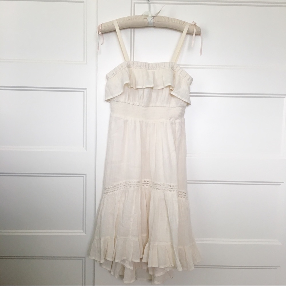 Anthropologie Cream high-low Dress XS